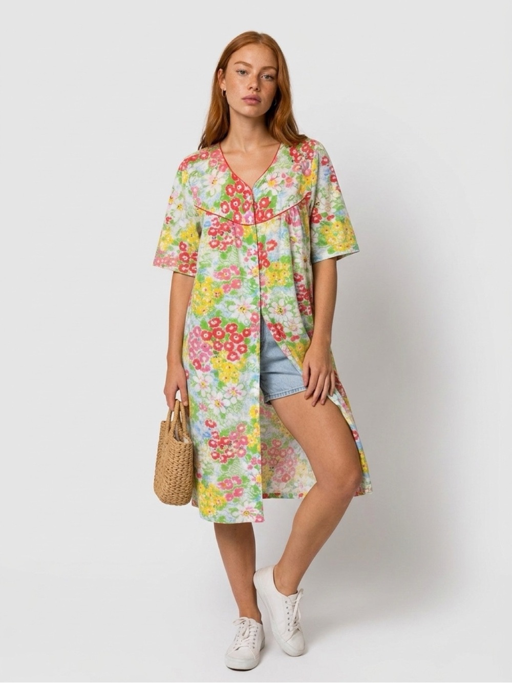 La‎ Cera dress Pearl Snap button down Daytime Cottage Core Night gown grandma 1X